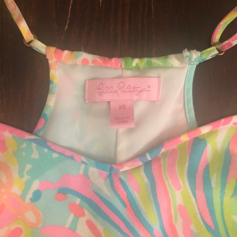 Lilly Pulitzer Silk Racerback Dress, Lover's Coral (Octopus print), XS - Picture 2 of 4